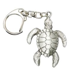 Pewter Turtle Swimming Key Ring - 1653KP